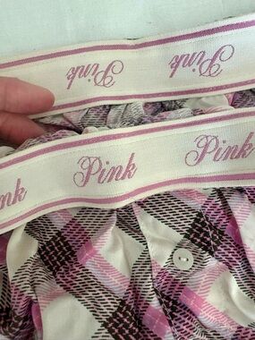 PINK Victoria's Secret Pink & White Plaid Tencel Sleep Shorts